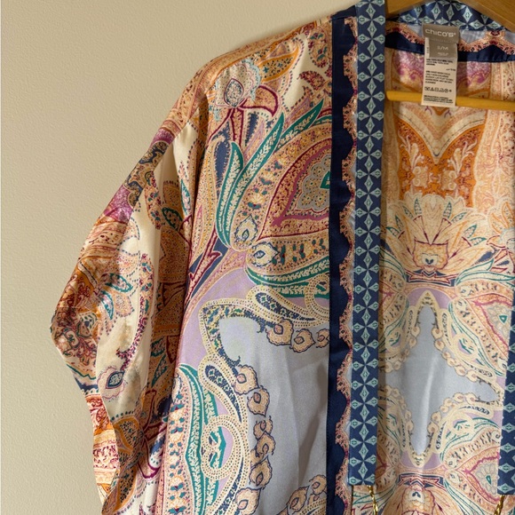 Chico's Medallion Print 100% Silk Ruana Wrap S/M - Picture 5 of 11